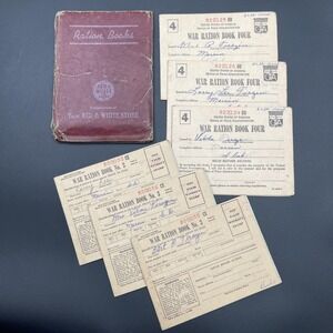 WWII OPA War Ration Books Tirsgen Family Marion SD Book 3 4 w Stamps Holder 1058